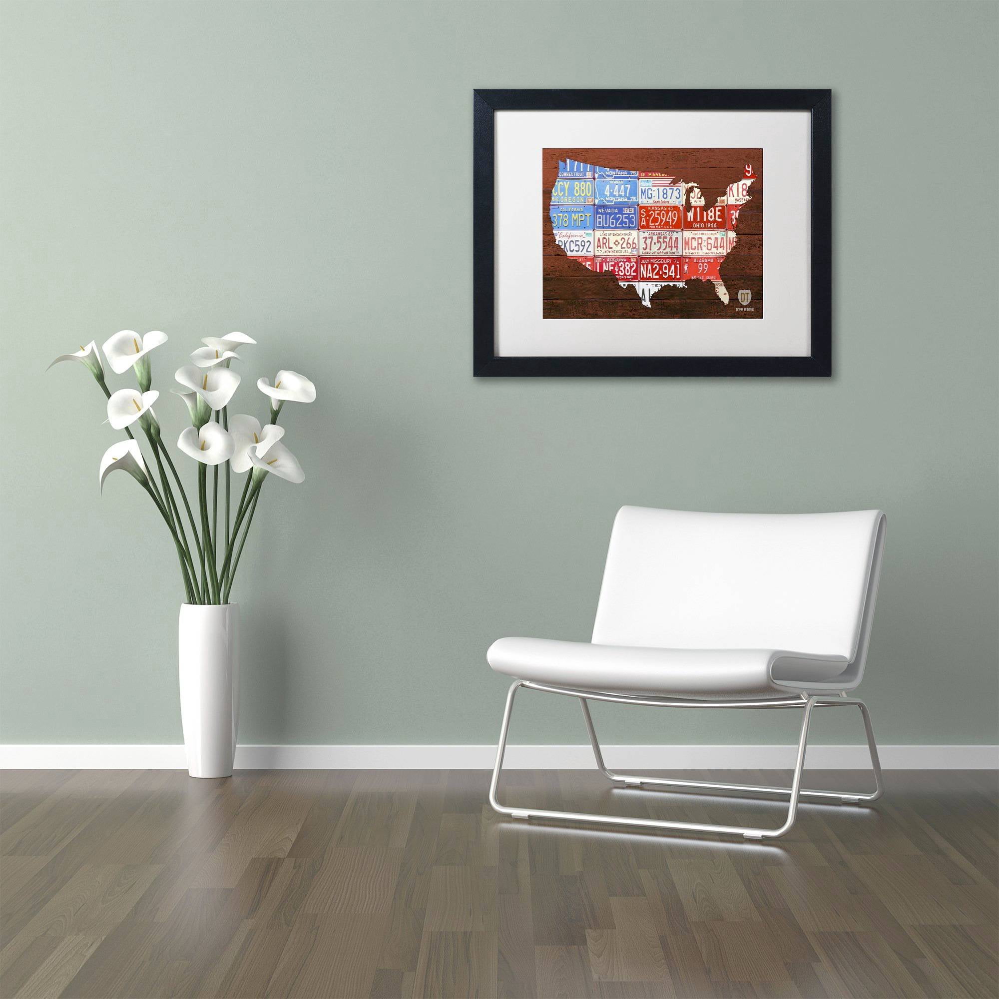 Trademark Fine Art 'USA Flag Map' Canvas Art by Design Turnpike, White Matte, Black Frame