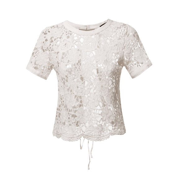 FashionOutfit Women's Cute Crochet Crop Top Floral Pattern Details