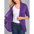 thumbnail image 4 of Women'S Three-Quarter Sleeve Casual Cardigan, Fashionable Front Open Cardigan Purple S, 4 of 5