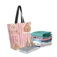thumbnail image 2 of FORMRS Womens Canvas Tote Bag with Zipper Inner Pocket Shoulder Handbag, Gingerbread Houses, 2 of 7