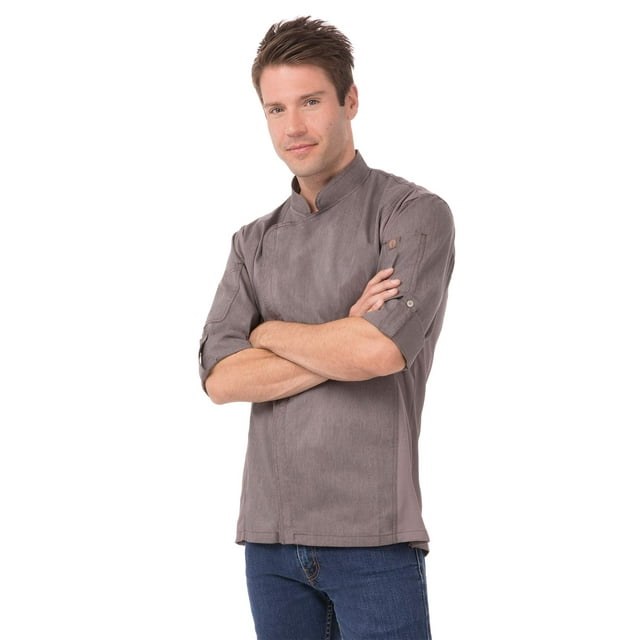 Chaqueta de chef Chef Works Hartford para hombre, gris grafito, talla XS