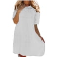 thumbnail image 2 of Fankiway Robe en Dentelle Plissée Taille Haute Col Rond Printemps et Été pour Femmes Courbes Robes de Printemps pour Femmes 6574, 2 of 6