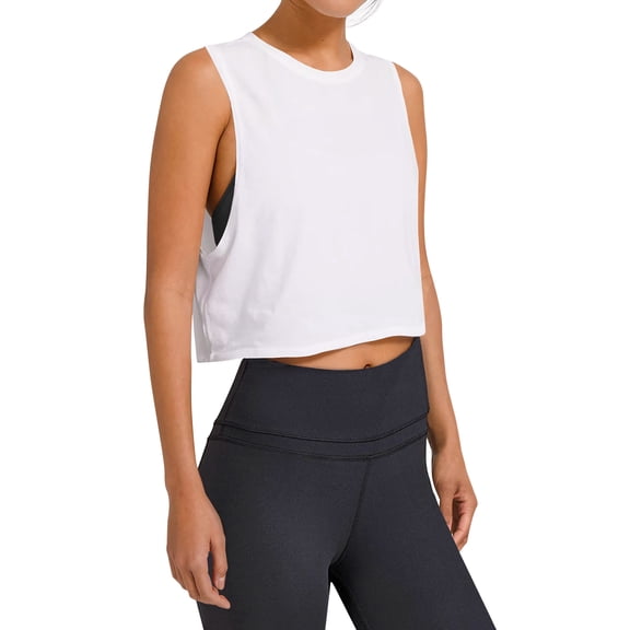 ADREAMLY Workout Tank Top Sleeveless Sports Shirt Loose Crop Tops for Women
