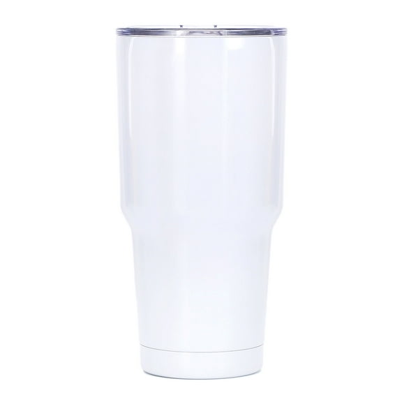 Aspire 30 Oz. Stainless Steel Tumbler, Double Walled Insulated Travel Cup with Resistant Lid, Keep Cold or Hot for Hours-White