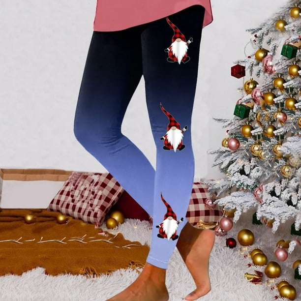 MKLEKYY Leggings deportivos para mujer, leggings de entrenamiento, pantalones con estampado navideño de bloques de color, leggings elásticos suaves 175