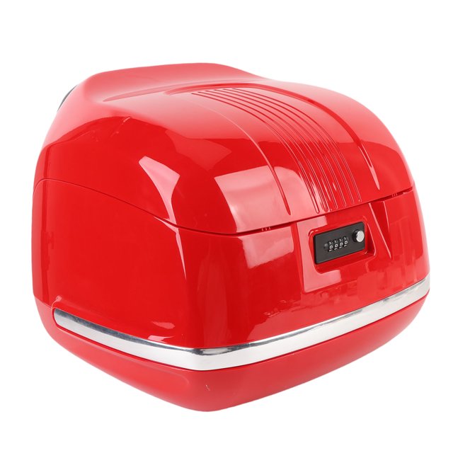 Motorcycle Top Case, 35L Motorcycle Tail Box Scooter Trunk Luggage Lockable Storage Carrier with Soft Backrest, for Helmet, Gloves, Tools