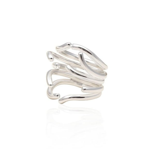 925 Sterling Silver Abstract Open Ring | Handmade Modern Statement Band| Unique Minimalist Gift_6.5