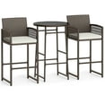 thumbnail image 1 of Gymax 3 Piece Wicker Patio Bar Set w/ 2 Seat Cushions Glass Tabletop for Backyard, 1 of 6