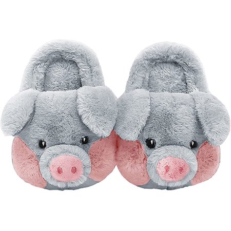 

DanceeMangoo adult cotton slippers pig home slippers plush slippers animal slippers women shoes