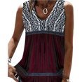 thumbnail image 2 of Top de verano para mujer, camiseta holgada con cuello en V, sin mangas, con costuras de encaje fluido, camiseta sin mangas plisada detallada para mujer, 2 of 5
