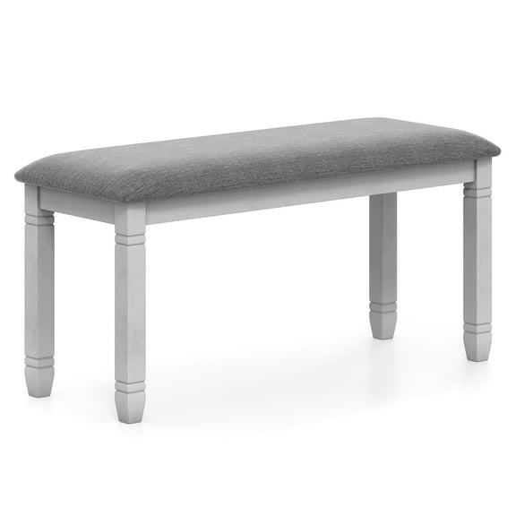 Gymax Upholstered Bedroom Bench w/ Padded Seat & Solid Wood Legs for Dining Room