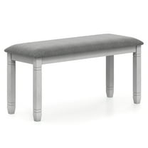 Gymax Upholstered Bedroom Bench w/ Padded Seat & Solid Wood Legs for Dining Room