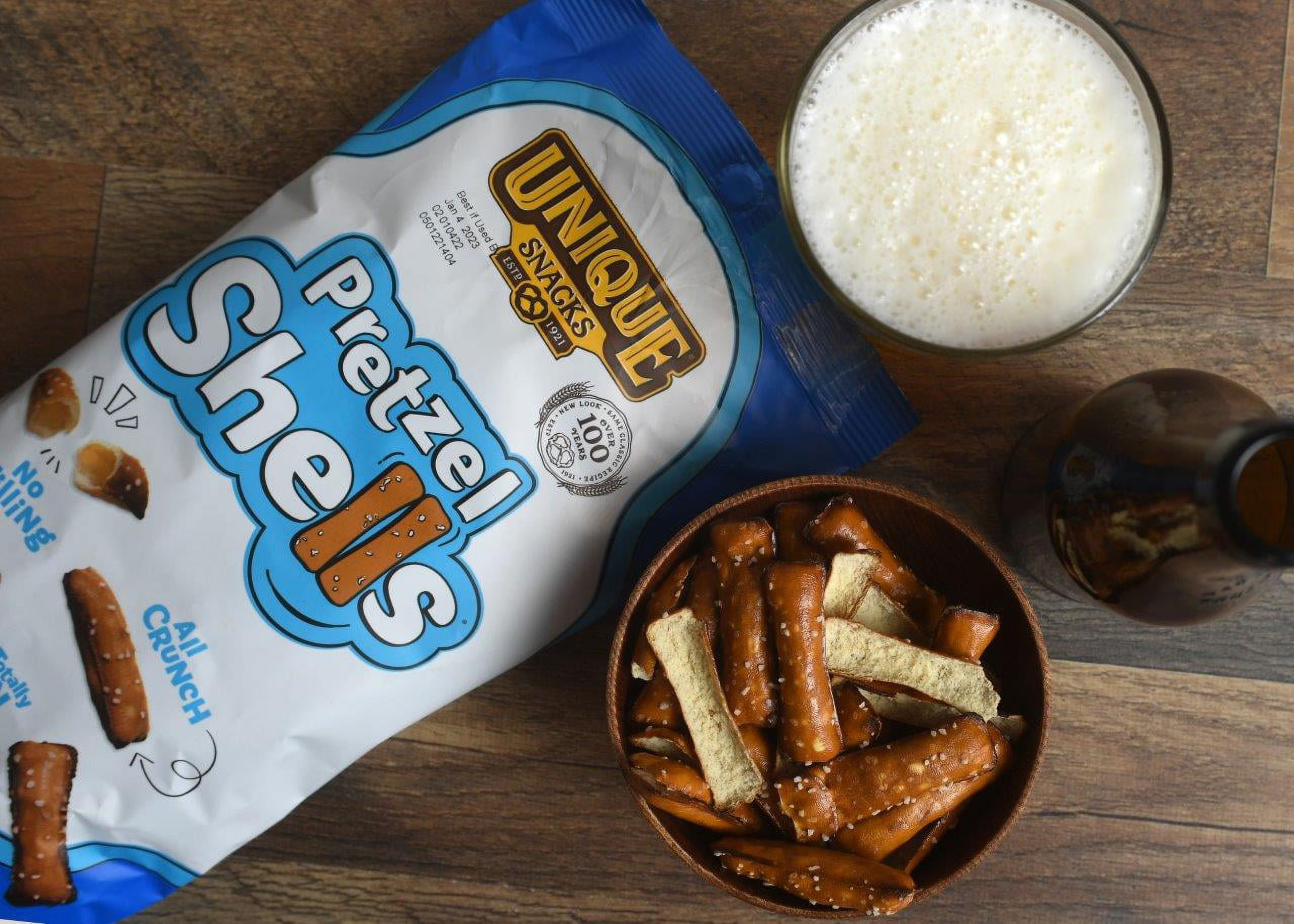 Unique Snacks Pretzels Shells, Home-Style Baked, Vegan, Kosher, 10 Ounce Bags, 60 Ounces Total (Pack of 6)