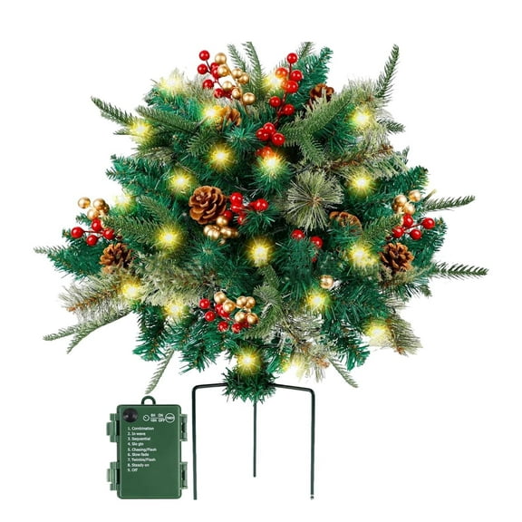 LED Outdoor Christmas Tree with Lights & Lighting Modes | 3-Foot Ground Stake Lawn Decoration for Holiday Yard & Garden Decor