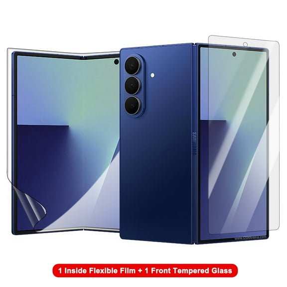 Dteck 1-Pack Screen Protector for Samsung Galaxy Z Fold 5,1 Inside Flexible Film 1 Front Tempered Glass Screen Protector for Samsung Galaxy Z Fold 5,Clear