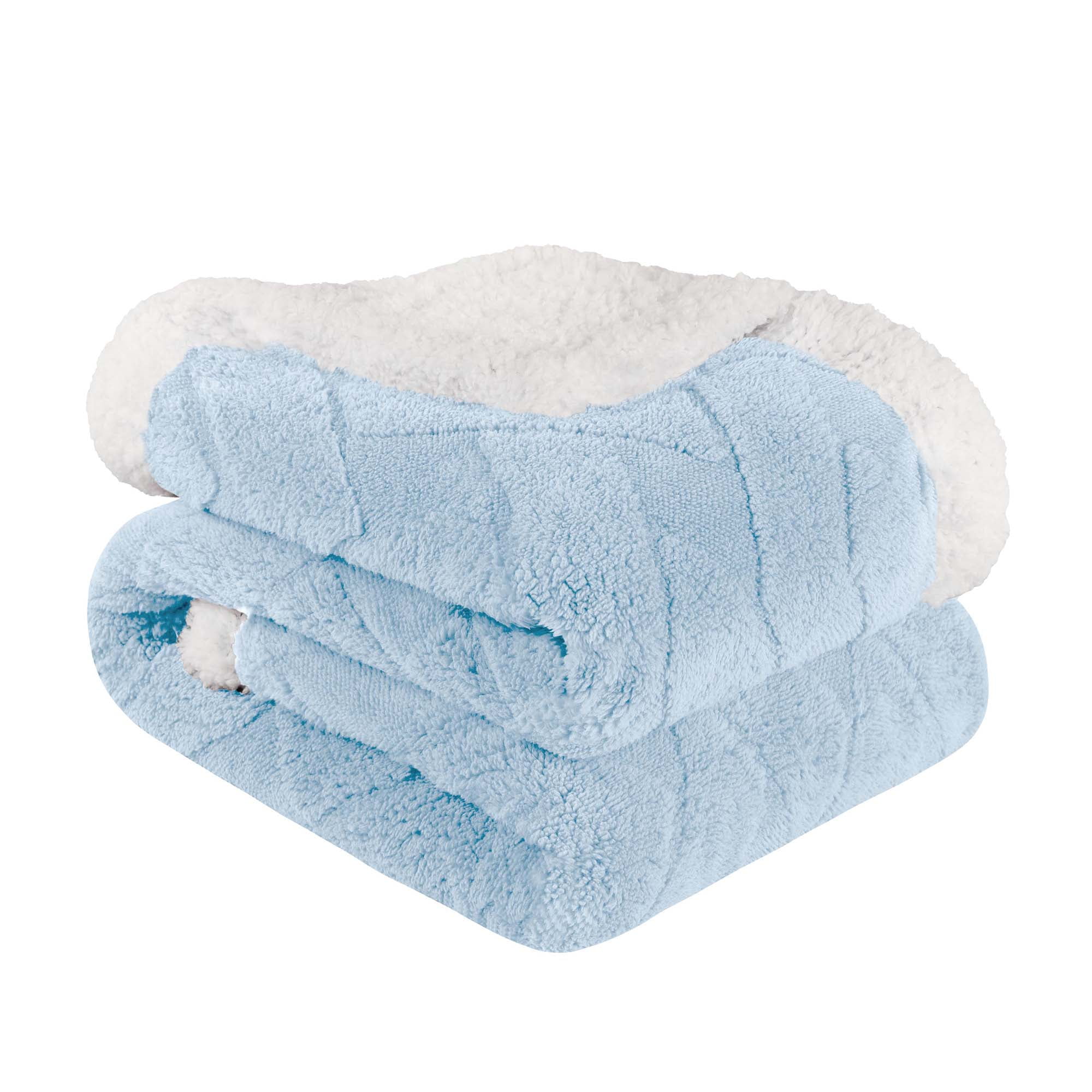 Superior Nuuk Fleece Reversible Lattice Blanket, Throw, Light Blue