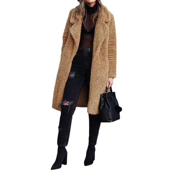 Sedceaty Women Coat, Solid Color Cardigan Loose Jacket, Long Sleeve Folded Collar Wild Fashion Spring/Autumn/Winter Outerwear