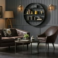 thumbnail image 3 of Creative Co-Op Round Metal Wall Decor with 4 Shelves & Wire Back, 3 of 3