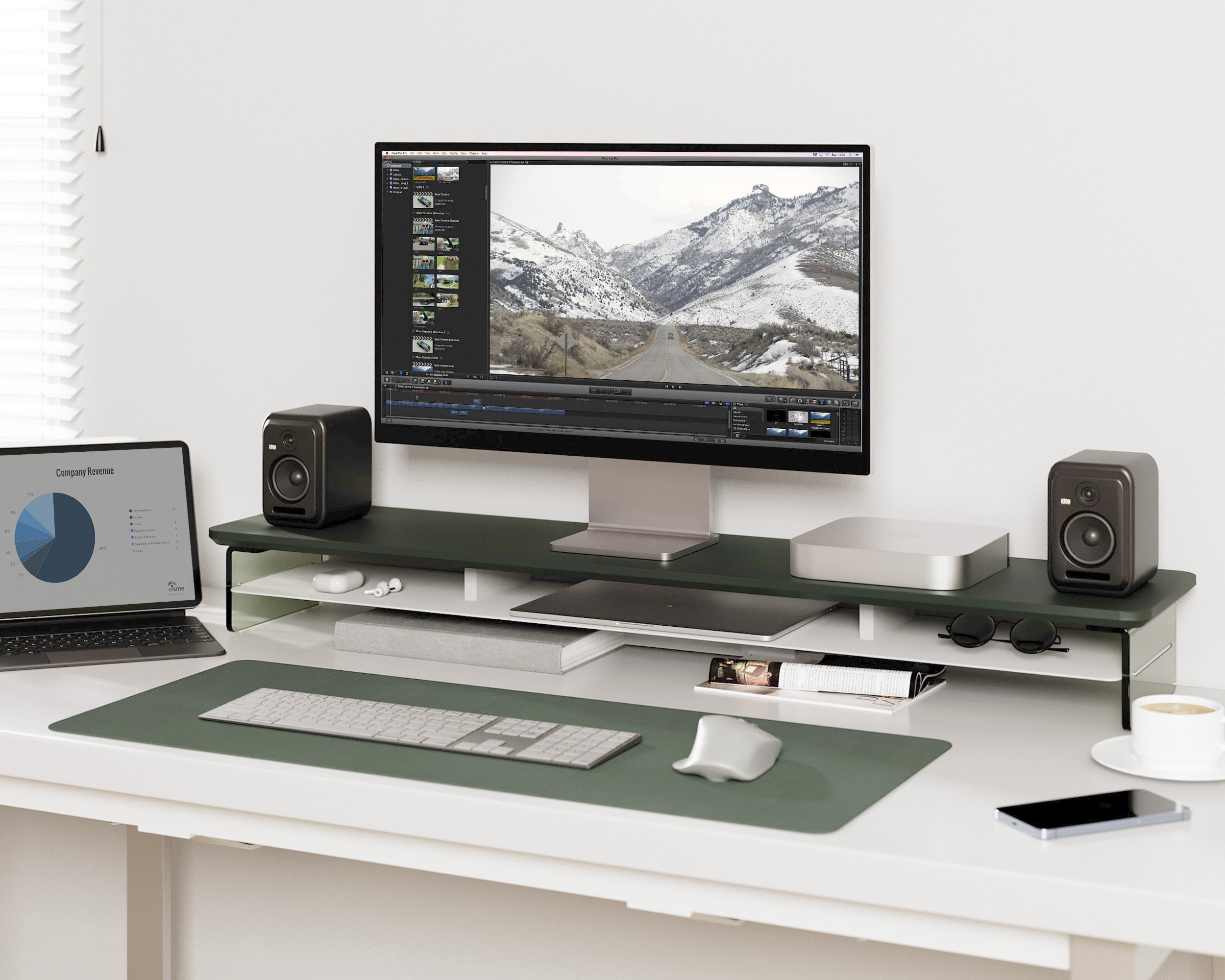 Fenge Acrylic Monitor Stand Riser, 42.5 Inches Dual Acrylic Monitor Stand for 2 Monitors