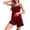 Wine, variant on Tnhcen Women's Lace Trim Tank & Shorts Sleepwear Set Solid Color Icy Silk Pajama Homewear for S to 2XL
