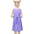 thumbnail image 4 of Girls Dress Purple Color Contrast Heart Bow Sleeveless School Casual 7 Years, 4 of 6