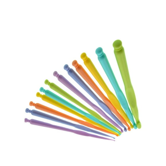 LEEYNEER 12Pcs Candy Color ABS Crochet Needle Woolen Knitting Tools Colorful Weaving Supplies for Practice Professional Craft