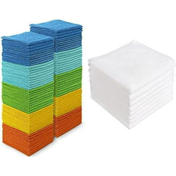 Tian Qi Microfiber Cleaning Cloths White-8PK, Strong Water Absorption, Lint-Free, Scratch-Free, Streak-Free, Dish Towels White (11.5in.x11.5in.)
