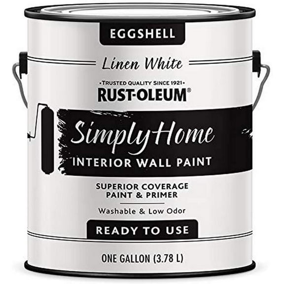 Rust-Oleum Simply Home Interior Wall Paint 343991 Simply Home Eggshell Interior Wall Paint, Linen White, 128 Fl Oz