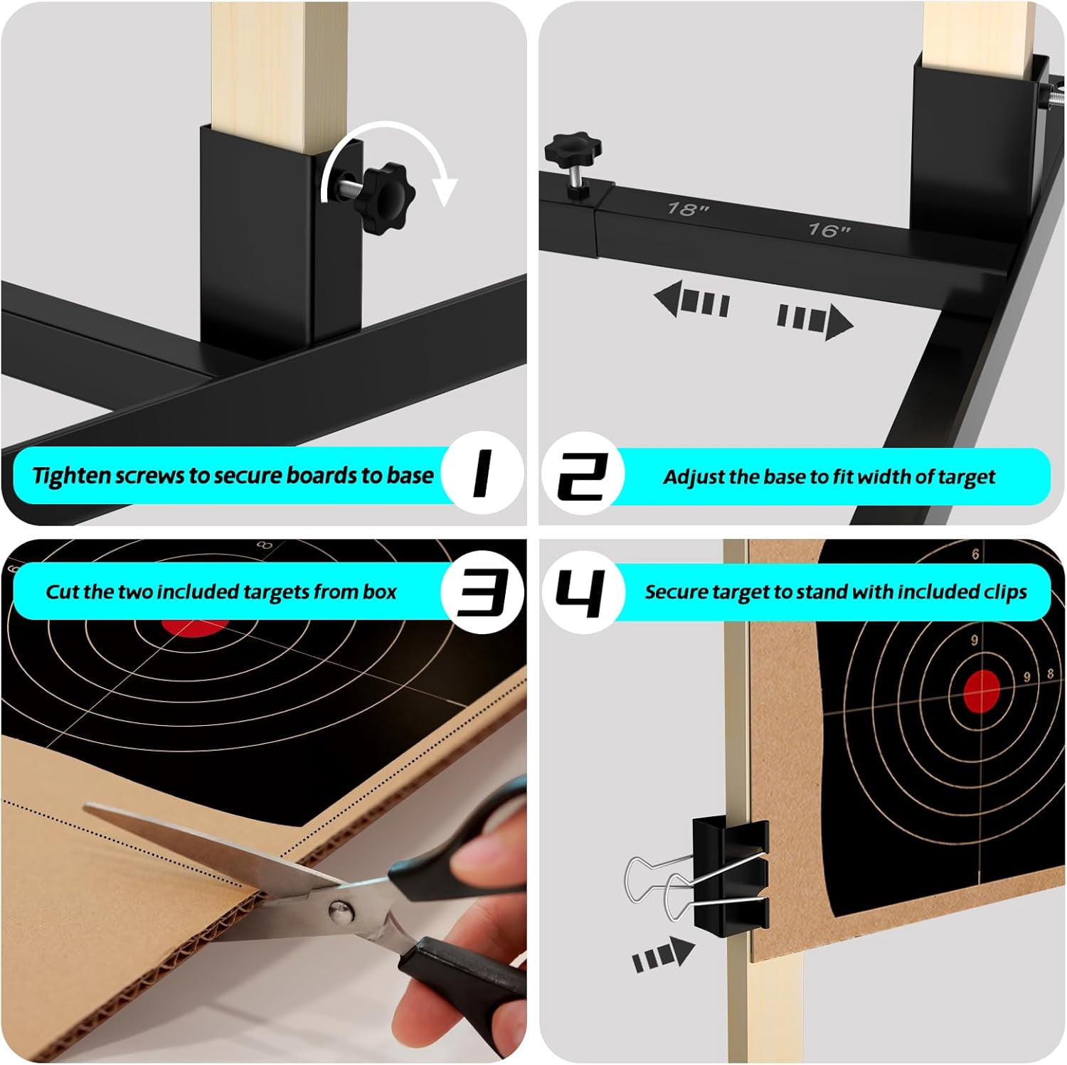 Urban Deco Adjustable Target Stand Base for Paper Shooting Cardboard Silhouette H Shape Stand Base for Shooting Range Wooden Target Station Setup - USPSA/IPSC - IDPA Practice
