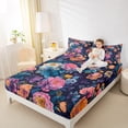 thumbnail image 4 of Manfei Watercolor Peony Flower Bed Sheets 4pcs, Colorful Floral King Sheets, Oil Painting Blossoms Sheet Set, Luxury Bedroom Decor, 4 of 7