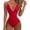 Red, variant on Women One Piece Swimsuit Slimming Tummy Control Deep V Neck Bathing Suit Red L