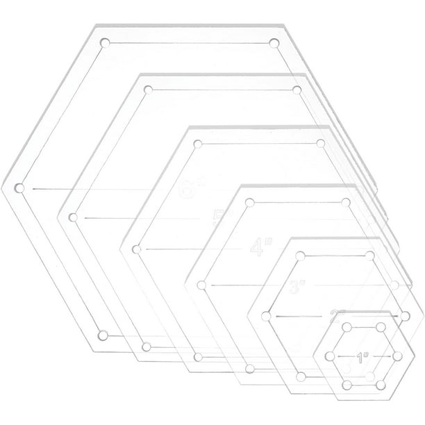 Plantilla de acolchado de 6 piezas de tamaños mixtos, placa de presión transparente (orificio: 3 mm) con 6 tamaños mixtos