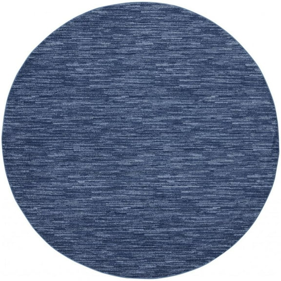 HomeRoots 8' X 8' Navy Blue Round Non Skid Indoor Outdoor Area Rug