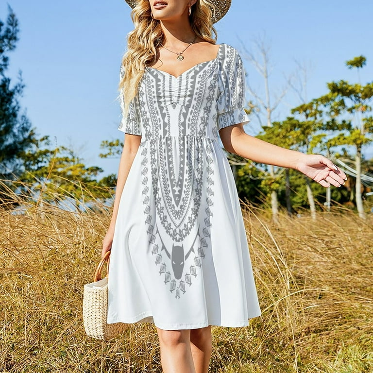 Dashiki Wakandan Funeral White Sleeveless Dress womens dress chic and elegant evening dress women Dashiki Wakandan Funeral White Sleeveless Dress womens dress chic and elegant evening dress women