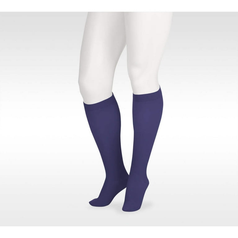 Juzo Soft 2000 Knee High Socks – Closed Toe With Silicone Band, 15-20 MmHg Compression, Navy Short