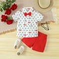 thumbnail image 2 of HNMKIU Boys Outfits&Set | Toddler Boys Valentine's Day Short Sleeve Hearts Printed T Shirt Tops Shorts Gentleman Kids Outfits Red,2-3 Years, 2 of 7
