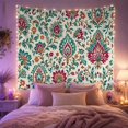 thumbnail image 2 of Floral Damask Medallions with Teal and Magenta Vines, Serene Boho Style for Boho Decor Lovers, Floral Wall Art Housewarming Gift, Tapestry Wall Hanging for Bedroom and Living Room, 2 of 7