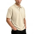 thumbnail image 6 of Men's Short Sleeve Waffle Knit Golf Shirt Raglan Tee Moisture Wicking 3-Button Placket Collared Top Summer Casual Business Performance Tennis Shirt Solid Color Classic Fit, 6 of 8