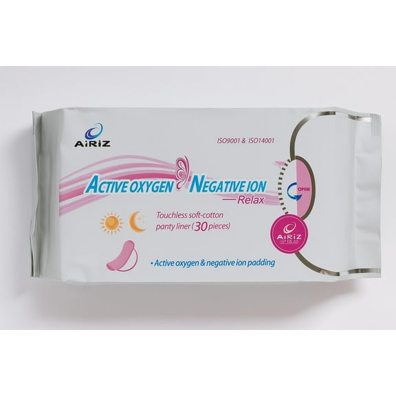 AIRIZ Active Oxygen & Negative Ion Panty Liners – 30 Pieces – Soft Cotton Daily Liners