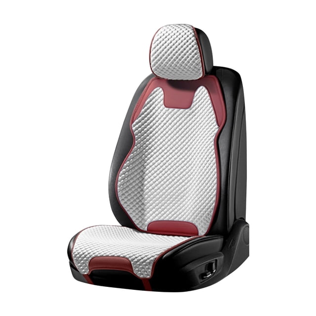 Red Ventilated Auto Seat Cushion With Adjustable Back Support And Headrest Summer Cool Mat For Car Truck Office Chair Use