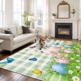 thumbnail image 2 of Large Area Rugs for Living Room Bedroom, Easter 6'x9' Rug Washable Carpet Runner Indoor Outdoor, Spring Colorful Easter Eggs Bunny Butterfly Green Non Slip Floor Mats Rug for Kitchen, Playroom, 2 of 8