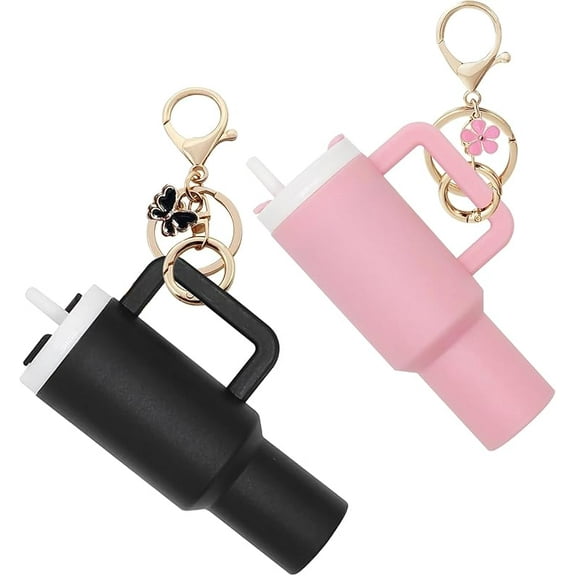 Mini Tumbler Keychain Set of 2, Mini Cup Keychain for School Bag or Lip Balm