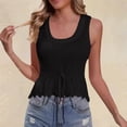 thumbnail image 2 of Tiqkatyck Tank Top for Women's New Vacation Slim Fit Short Square Neck Hollowed Out Solid Color Vest Outside Knit Top Sleeveless Crochet Tunic Tops Summer Tops for Women Black M, 2 of 4