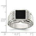 thumbnail image 2 of 925 Sterling Silver Solid Polished Mens Cubic Zirconia and Simulated Onyx Ring Size 11 4.5mm Wide Ring for Men, 2 of 2