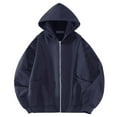 thumbnail image 5 of Hinvhai Men's Solid Color Long Sleeved Hooded Zipper Cardigan Sweater Jacket Navy XL(XL), 5 of 5