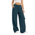thumbnail image 2 of Jaunzuar Workout Pants Women Elastic Waist Drawstring Cargo Pants Gym Hiking Athletic Pants with Pockets XL, 2 of 9