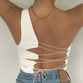 thumbnail image 1 of EGNMCR Camisoles pour Femmes Femmes Mode Col en V Uni Bandage Dos Nu Ajusté Sans Manches Hauts Blouse, 1 of 8