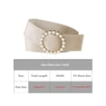 thumbnail image 4 of INSPIRE CHIC Women Plus Size Faux Pearl Buckle Waist Belt, Vintage Velvet Wide Cinch Belts Waistband for Dress 30.31-37.01" Beige, 4 of 5