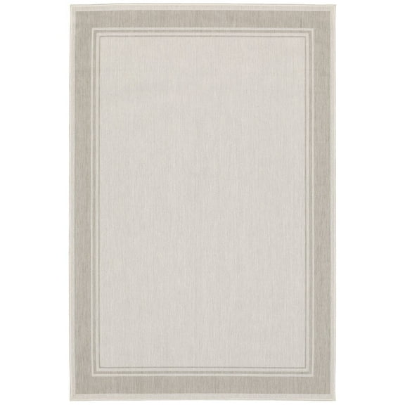 Oriental Weavers Portofino Indoor/Outdoor Rug - 6765W - 7'10" x 10' - in Ivory/ Grey - Vintage Inspired, Water, Stain and Fade Resistant, Hose Clean, Patio, Outdoor Living Area Rug