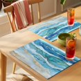 thumbnail image 4 of Turquoise Marble Placemats Set of 8, Abstract Ocean Waves Gold Stripes Modern Non-Slip Place Mats Washable Table Mats for Kitchen Dining Table Decorations Indoor/Outdoor, 4 of 9